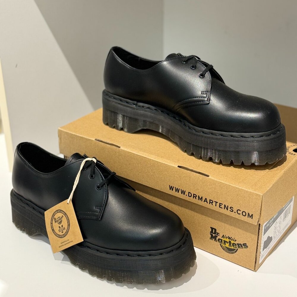 Dr. Martens Black Leather Platform 3-Eye Derby Shoes